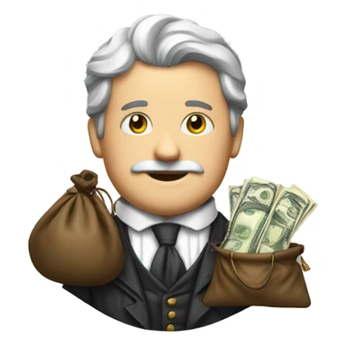 aristocrat with money bag in his hands sticker