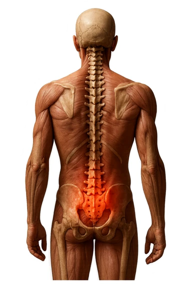 corpo UMANO ANATOMICO con mal di schiena, iperrealistico 4k sticker