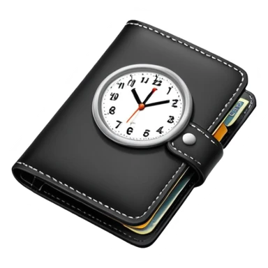 wallet with a clock on it, representing fast and affordable financial services sticker