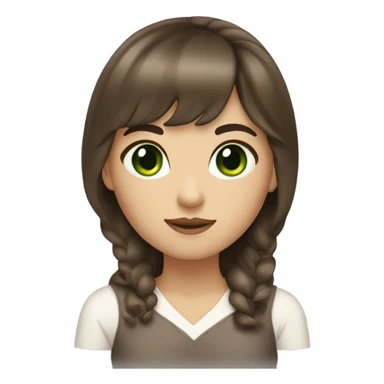 Woman Brown hair with bangs and green Eyes - in a cute pose sticker