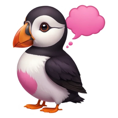 pink puffin thought bubble sticker