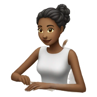 beautiful girl sitting on a chair and working on a laptop sticker