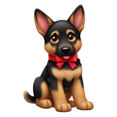 german shepherd puppy red bow  sticker