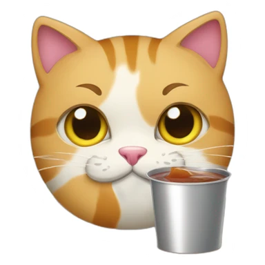 Cat eating drink can sticker