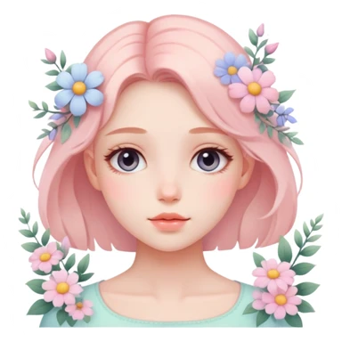 Dreamy pretty pastel flower girl aesthetic sticker