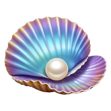 opened sea shell pearl inside sticker