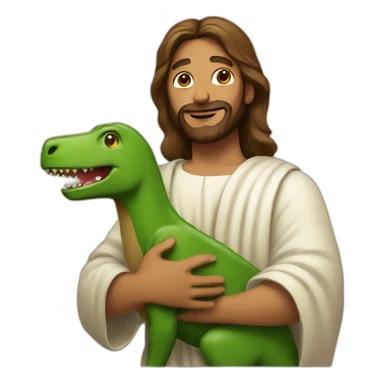 jesus holding a dinosaur sticker