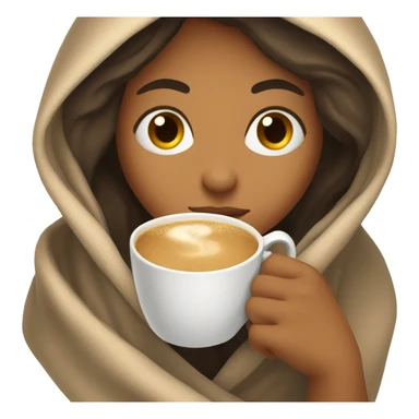 girl inside a blanket sipping coffee eyes closed sticker