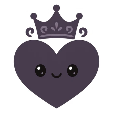 black gothic heart with a gothic crown, ornate, dark, elegant, kawaii style sticker