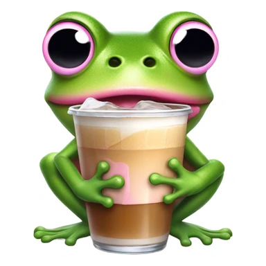 Pink frog drinking iced coffee sticker