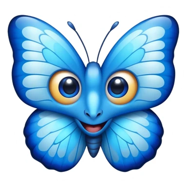 Cinematic Realistic Comical Blue Butterfly Portrait Emoji, Head tilted dramatically with an exaggeratedly amused expression, featuring striking, vividly detailed sapphire wings with playful, intricate patterns and wide, expressive eyes brimming with humorous disbelief, rendered with lifelike clarity and vibrant natural hues, high shine, dramatic yet playful, styled with an air of cheeky floral mischief, soft glowing outline, capturing the essence of a spirited and over‐the‐top blue butterfly that looks ready to flutter its way into viral fame! sticker