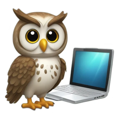 owl with portable pc sticker