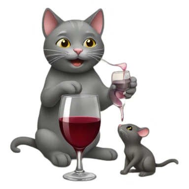 cat-drinking-wine-with-rat sticker