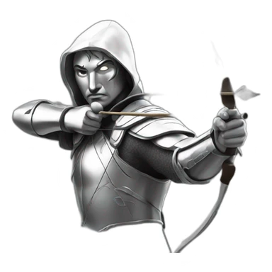 A warlike archer made of silver with a silver face turned sideways sticker