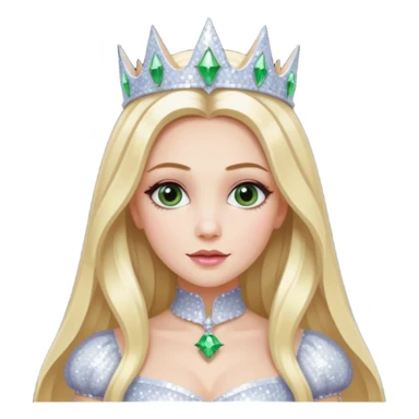 Th Good Witch from Oz with long blonde hair, white sequin outfit sticker