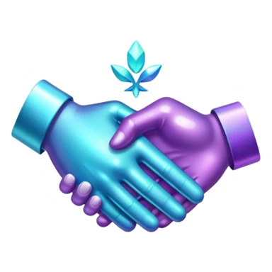 Glitter Purple and Cian handshake sticker