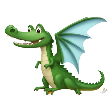 Crocodile on a surfboard with wings sticker