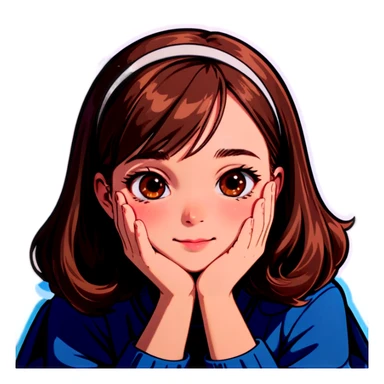 A girl touching her face sticker