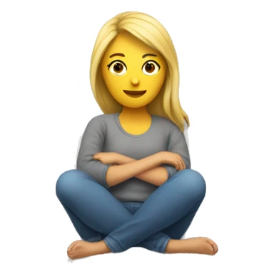 White woman sitting on couch cuddling sticker