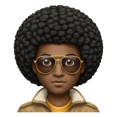 Dark colored man with sunglasses and an afro  sticker