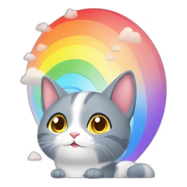 Cat watching rainbow sticker