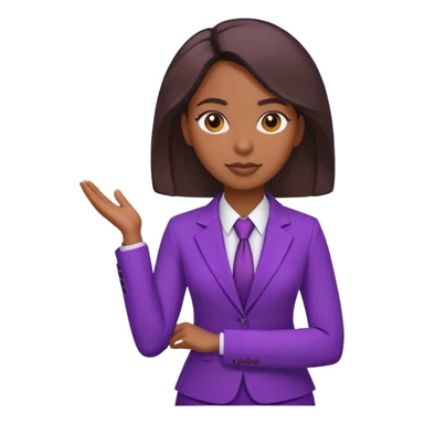 Create me an emoji of a black female standing on business, make her outfit purple sticker