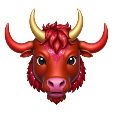 red glitter horned ox sticker