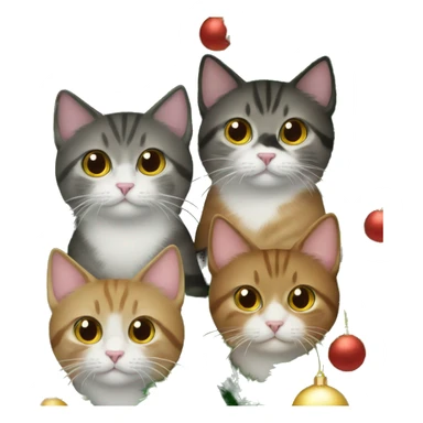 Three cats in a Christmas tree sticker