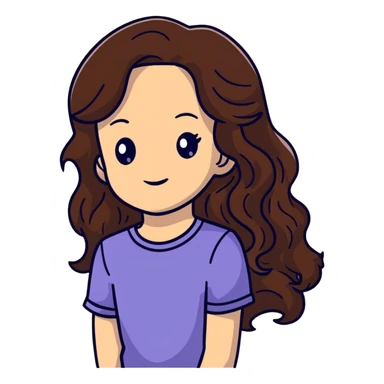 girl with long wavy brown hair and fair skin sticker