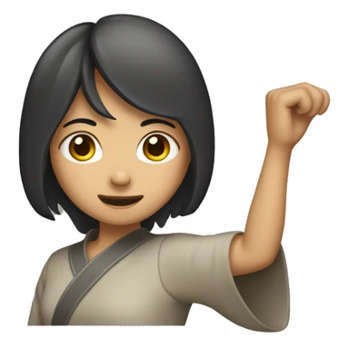 asian girl shaking cowbel sticker