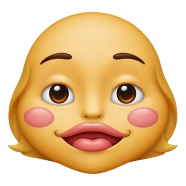 

I'd like an emoji with slightly squinty eyes, a mouth giving a tight kiss with little creases around the lips sticker