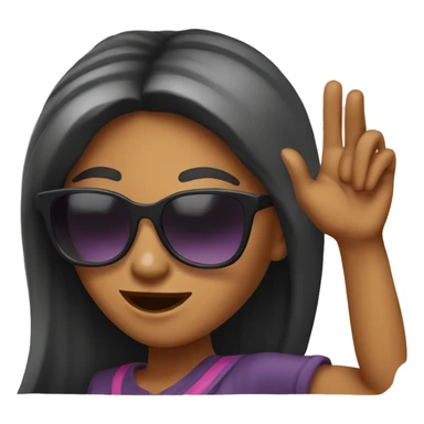 cool girl with shades waving hi sticker