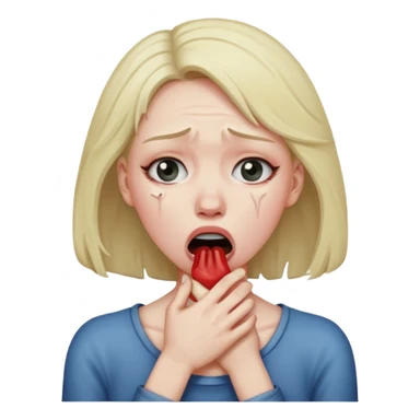 Woman choking herself sticker