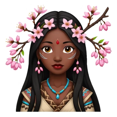 tribal woman with cherry blossom sticker
