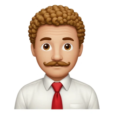 Man with curly mustache & red tie sticker