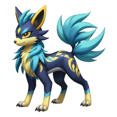 Feral Scaly Striking Slaying Badass Evil Handsome Lightning-patterned Zig-zagged buzzy fuzzy Meloetta-Renamon-Zeraora-Luxray-Cobalion-Suicune-Vernid-fusion-hybrid-creature, full body  sticker