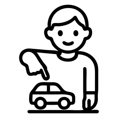 a boy pointing down at his toy, simple outlined icon style sticker