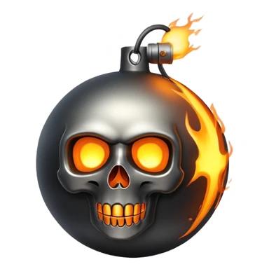 bomb with a skull symbol, fuse burning sticker