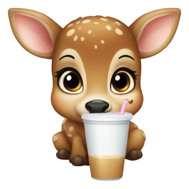 Sleepy Baby deer drinking iced coffee sticker
