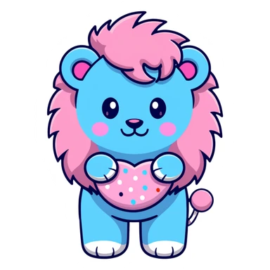 Lion with cotton candy mane and star patterns sticker