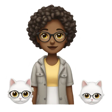 girl with glasses, short curly hair that loves cats sticker