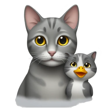 gray cat with duck sticker