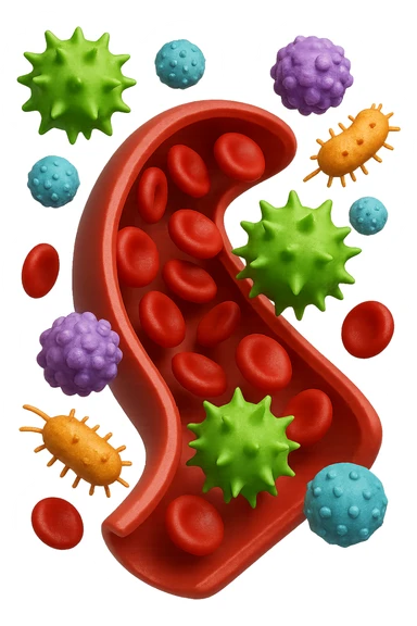 EMOJI STILE IPHONE 3D DI tossine e batteri che entrano in una vena umana E FALLO MOLTO REALISTICO IN 3D sticker