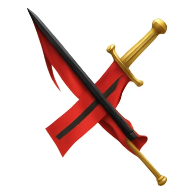 Red flag with black diagonal line with a gold sword design in the middle  sticker