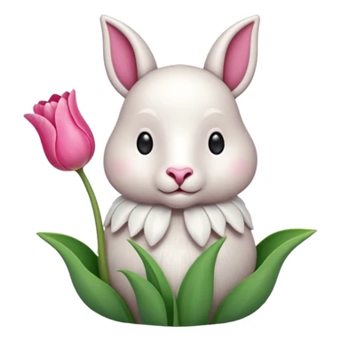 Una oveja linda con un tulipán rosa sticker