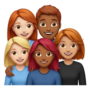 4 inclusive friends (3 girls and 1 man) laughing : 1 man must be brown, 1 girl have to have red hair, an other one must have blond hair and the last one is brown and have brown hair sticker