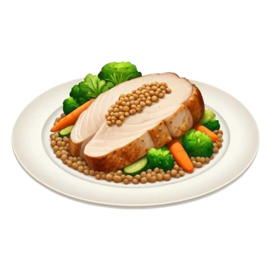 Backed turkey breast with buckwheat and stewed vegetables (zucchini, carrots) sticker
