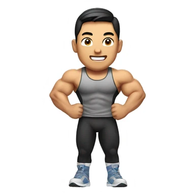 muscle asian man celebrating his birthday sticker