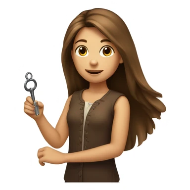 Girl with brown long hair with key in hand sticker