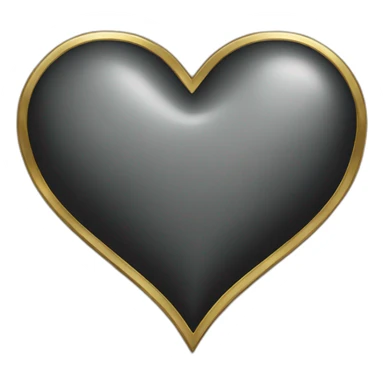 black shiny steel metal heart with gold border sticker